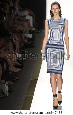 NEW YORK - SEPTEMBER 7: Vika Levina walks the runway at the Herve Leger By Max Azria Ready to Wear fashion show during Mercedes-Benz Fashion Week Spring Summer 2014 on SEPTEMBER 7, 2013 in New York
