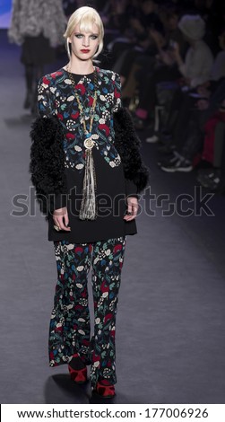 NEW YORK - FEBRUARY 12 2014: Ashleigh Good walks the runway during Anna Sui Fall 2014 fashion show at New York Mercedes - Benz Fashion Week