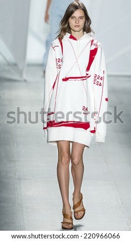 NEW YORK, NY - SEPTEMBER 6, 2014: Tilda Lindstam walks the runway at Lacoste Spring 2015 Collection at The Theater at Lincoln Center