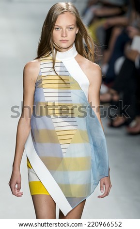 NEW YORK, NY - SEPTEMBER 6, 2014: Ine Neefs walks the runway at Lacoste Spring 2015 Collection at The Theater at Lincoln Center