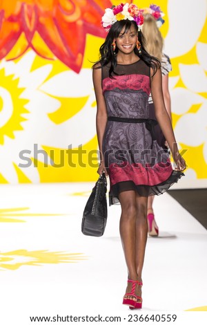 NEW YORK - SEPTEMBER 04 2014: Danielle Evans walks the runway at Desigual Spring 2015 Ready-to-Wear Show during Mercedes-Benz Fashion Week at Lincoln Center