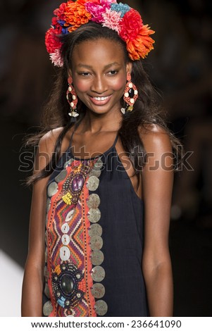 NEW YORK - SEPTEMBER 04 2014: Shena Moulton walks the runway at Desigual Spring 2015 Ready-to-Wear Show during Mercedes-Benz Fashion Week at Lincoln Center