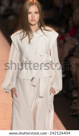NEW YORK - SEPTEMBER 04 2014: Jane Gryennikova is walking the runway at BCBGMAXAZRIA Spring 2015 Ready-to-Wear Show during Mercedes-Benz Fashion Week at Lincoln Center