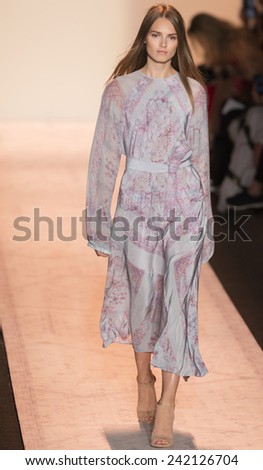 NEW YORK - SEPTEMBER 04 2014: Agne Konciute is walking the runway at BCBGMAXAZRIA Spring 2015 Ready-to-Wear Show during Mercedes-Benz Fashion Week at Lincoln Center