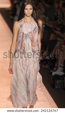 NEW YORK - SEPTEMBER 04 2014: Anja Leuenberger is walking the runway at BCBGMAXAZRIA Spring 2015 Ready-to-Wear Show during Mercedes-Benz Fashion Week at Lincoln Center