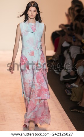 NEW YORK - SEPTEMBER 04 2014: Katlin Aas is walking the runway at BCBGMAXAZRIA Spring 2015 Ready-to-Wear Show during Mercedes-Benz Fashion Week at Lincoln Center