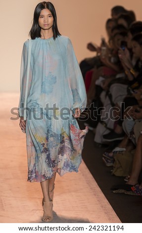 NEW YORK - SEPTEMBER 04 2014: Leaf Zhang is walking the runway at BCBGMAXAZRIA Spring 2015 Ready-to-Wear Show during Mercedes-Benz Fashion Week at Lincoln Center