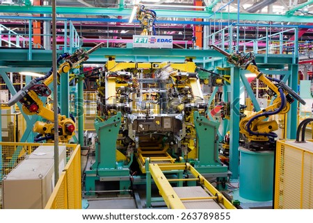 Yelabuga, Russia - May 12, 2014: assembly line vehicles Ford Sollers plant in the special economic zone 