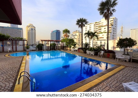 BANGKOK, THAILAND - December 15, 2015: beautiful, comfortable, modern hotel with a swimming pool in Bangkok, Thailand in December 15, 2015