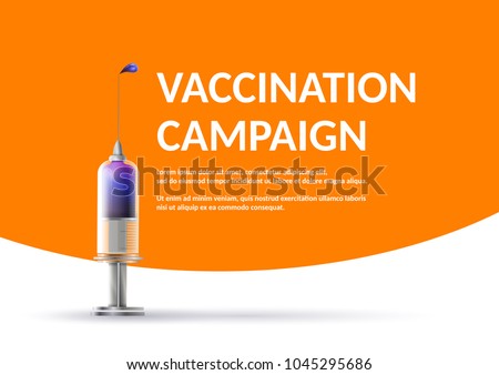 Vaccination Campaign.Immunization: syringe with vaccine for immunization campaign. Vector image.