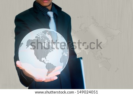 silver world in hand business background