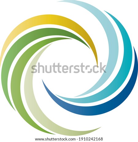 Logo - color wheel made of natural colors from nature, water, sun, air, earth, using sustainable and ecological energies, renewable energies, energy transition, vector, isolated 
