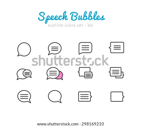 Speech bubble thin linear icons set  for web and mobile application. Chat pictograms