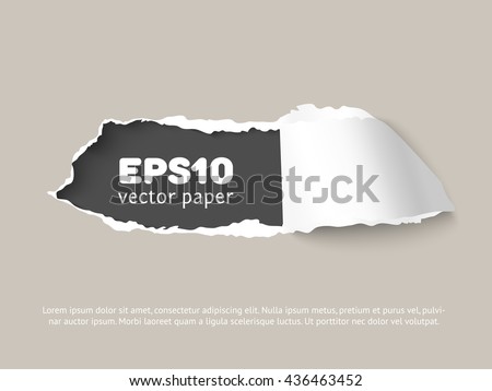 Craft vector paper hole with space for text, ripped edges, dark copyspace. Torn paper for scrapbooking. Torn paper template for sale promo and advertising.