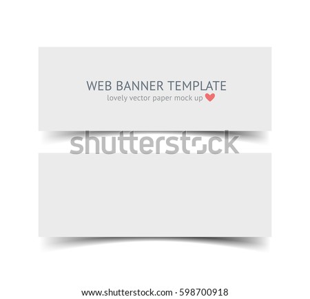 Banners with shadows isolated on white background. Realistic material vector illustration of paper strip. Web site header and banner set. Mock up for graphic designer portfolio presentation