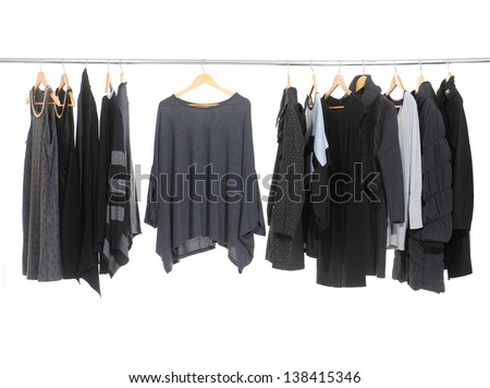 Female Variety of clothes hanging on the rack Stock fotó © 