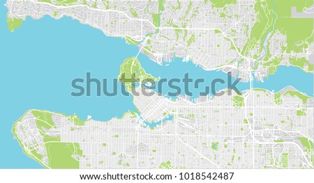 Urban vector city map of Vancouver, Canada