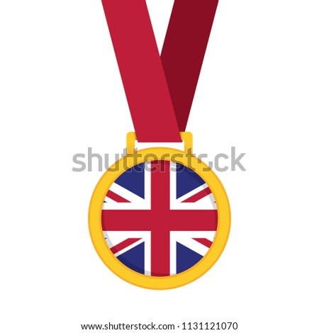 United Kingdom national flag gold first place winners medal.