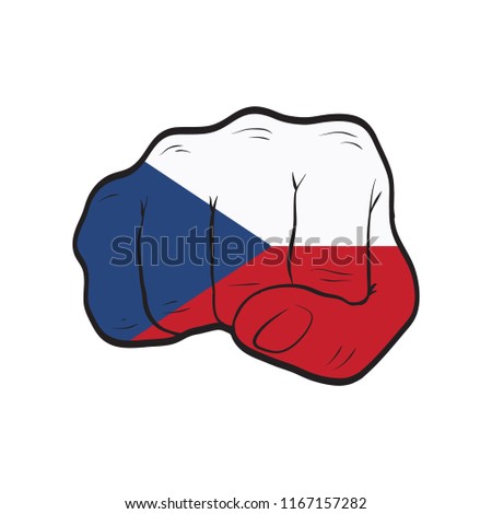 Czech Republic flag on a clenched fist. Strength, Power, Protest concept