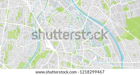 Urban vector city map of Augsburg, Germany