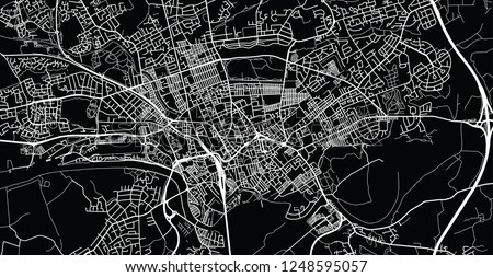 Urban vector city map of Preston, England