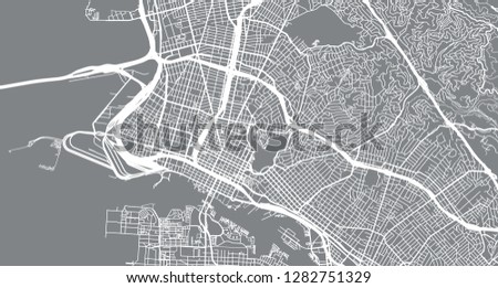 Urban vector city map of Oakland, California, United States of America