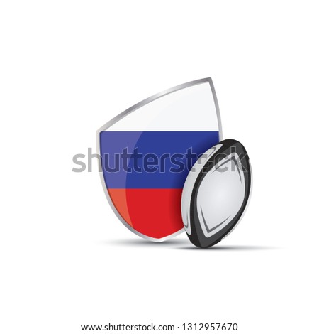 Russia rugby shield with rugby ball