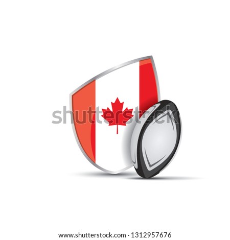 Canada rugby shield with rugby ball