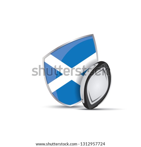 Scotland rugby shield with rugby ball