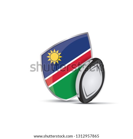 Namibia rugby shield with rugby ball