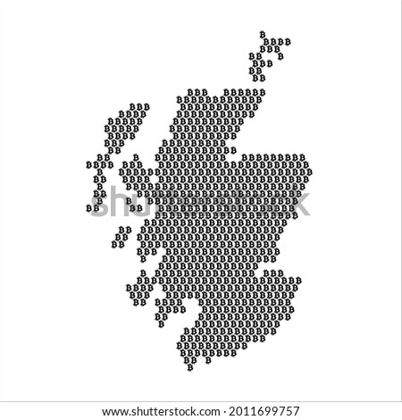 Scotland country map made with bitcoin crypto currency logo