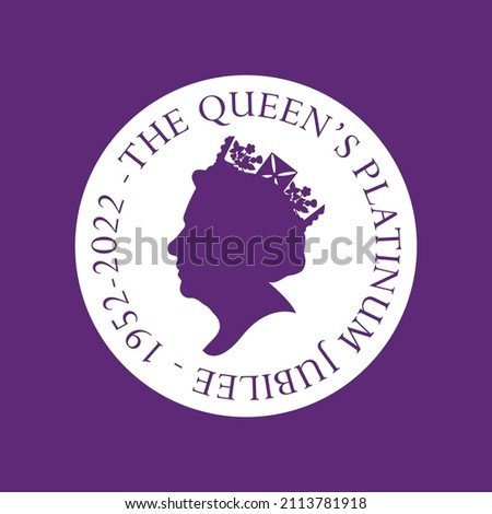 The Queen's Platinum Jubilee celebration background with side profile of Queen Elizabeth