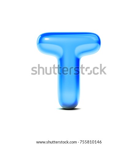 Glossy Letter T Bubble Font Isolated On White Background 3d