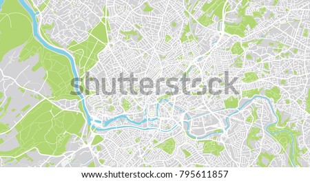 Urban vector city map of Bristol, England