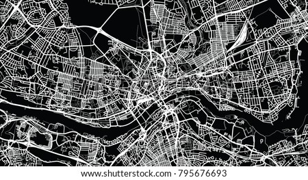 Urban vector city map of Newcastle, England