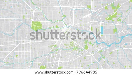 Urban vector city map of Houston, Texas, USA