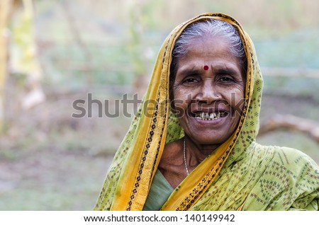 An old woman in an Indian village
