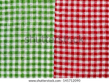 Combination of red checkered and green checked background.