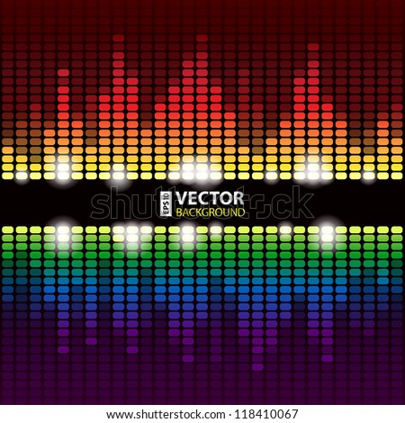 Rainbow Shining Digital Equalizer Vector Background With Flares ...