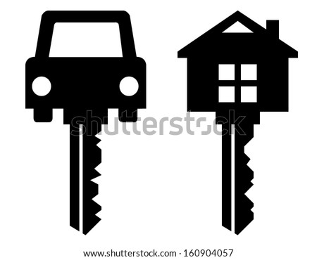 home key and car key symbols isolated on white