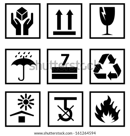 Black Fragile Symbol Stock Vector Illustration 161264594 : Shutterstock