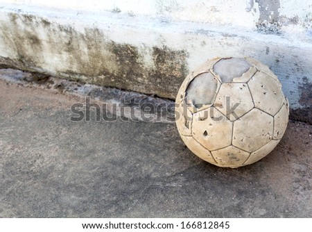 old soccer ball on the retro grunge