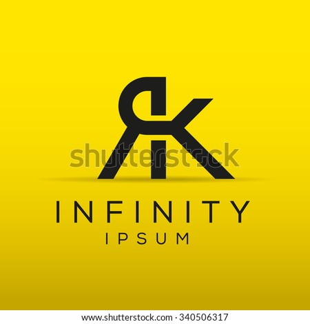 Elegant minimal letter symbol. Alphabet R and K logo design. Vector illustration. Stok fotoğraf © 