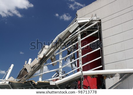 ORLANDO, FL - MARCH 27, 2012: The Amway Arena two days after its planned implosion on March 27, 2012.  The building stood as an Orlando landmark for 23 years.