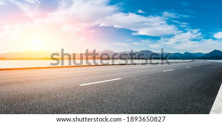 Image, Stock Photo mountain road and sky with sunbeams in Georgia