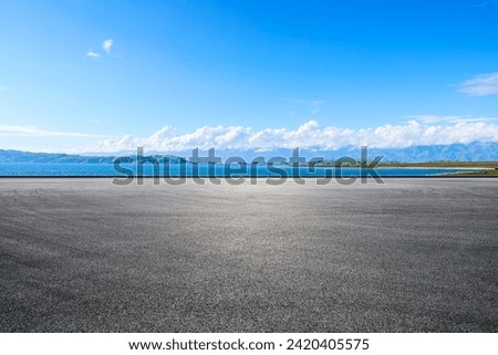 Similar – Image, Stock Photo Famous lake side view of Hallstatt village with Alps behind, Foliage leaves framed. Austria