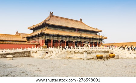 Beijing, China - March 27, 2015:The Forbidden City palace of heavenly purity,  the essence of China Palace?The Forbidden City of China\'s most famous tourist attractions