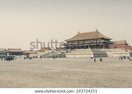 Beijing, China - on March 21, 2015: building scenery of Beijing the Forbidden City??the Forbidden City is the most famous scenic spots in China, is the world\'s cultural heritage.
