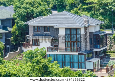 Hangzhou, China - on May 21, 2015: hangzhou Villa group building scenery, here is a Luxury villa residential area in the suburbs?