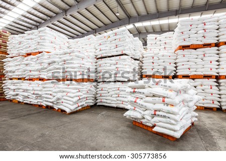 Hangzhou, China - on July 24, 2015: North train station freight warehouse goods piled up many Polyvinylchlorid products, North train station is a large Cargo transfer station in hangzhou.